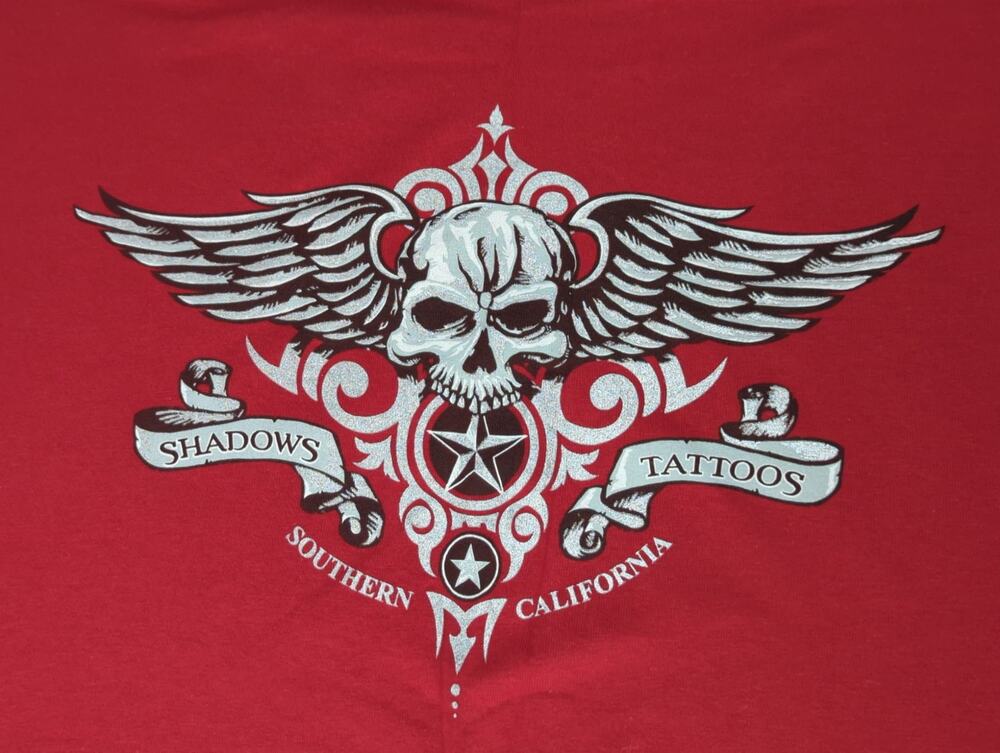 Hybrid Tees Tank Top Men's L Red Skull Wings Southern California Tattoo Graphic